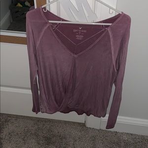 American eagle purple criss cross long sleeve